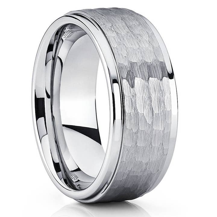 Argent Alliance en cobalt - Alliance pour homme - Bague de mariage en cobalt - Pinceau en vente sur Faire