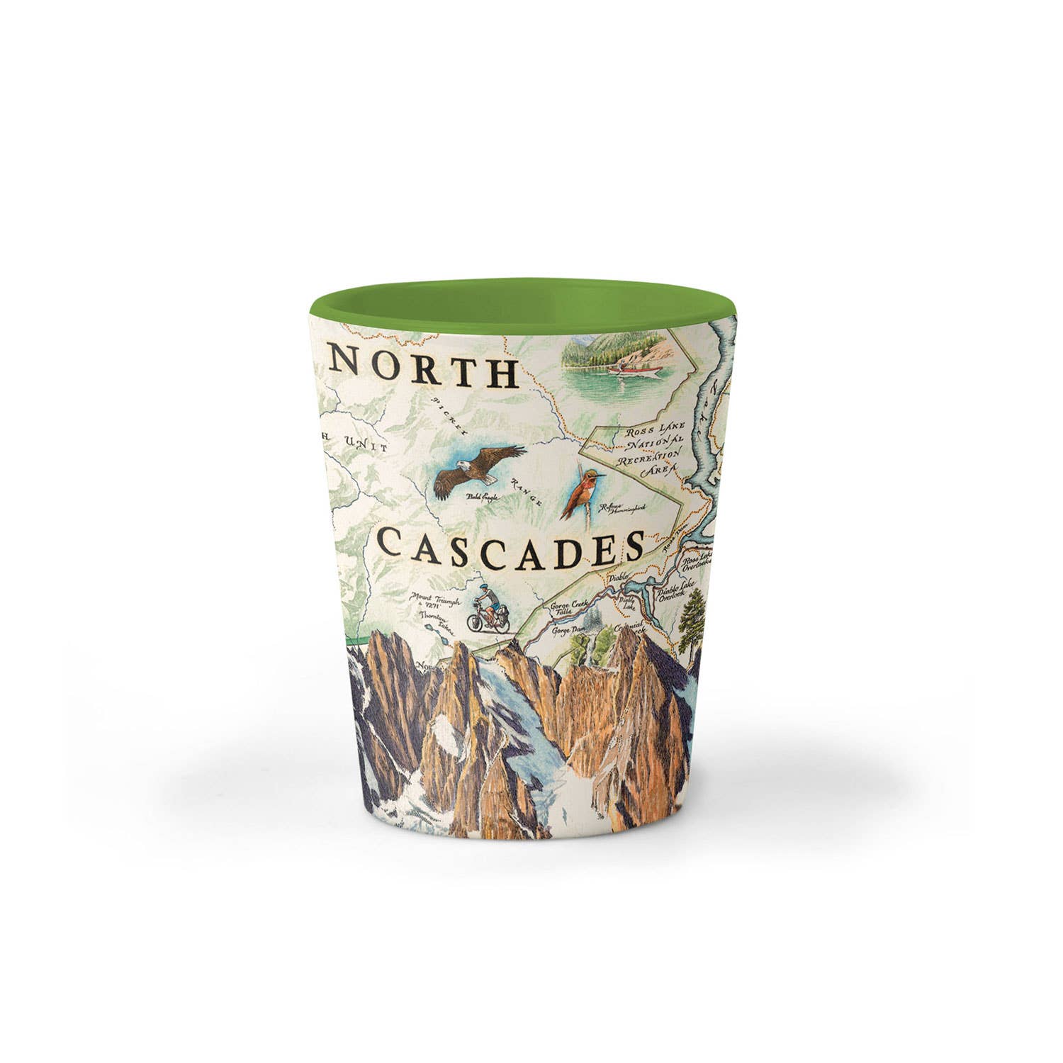 XPLORER MAPS - Wholesale Shot Glass - North Cascades National Park Map Ceramic Shot Glass - 1.5 oz