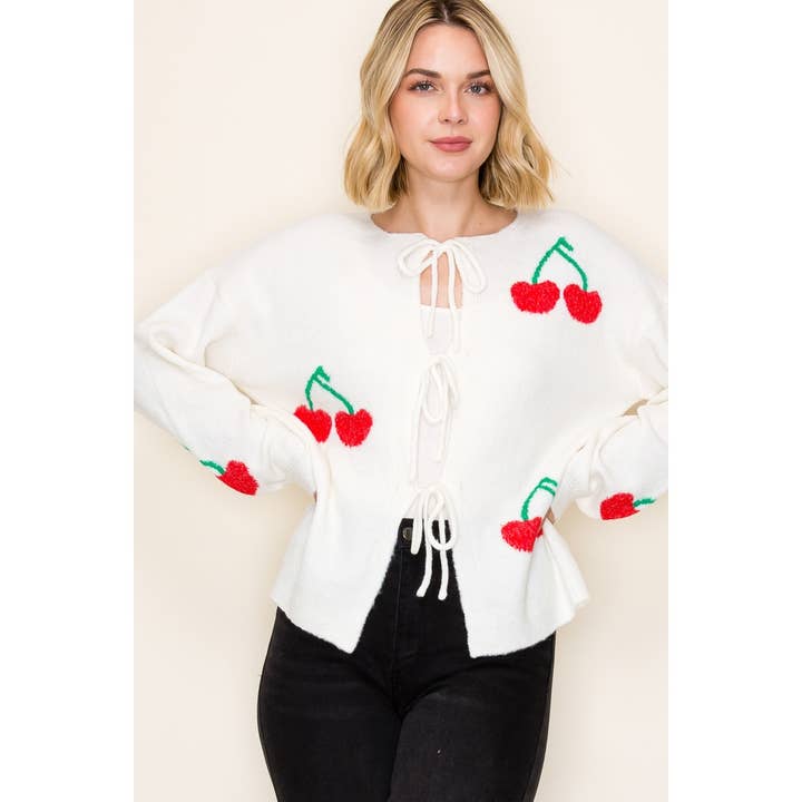 CÁRDIGAN CON LAZO Y CEREZAS para venta al por mayor de STACCATO