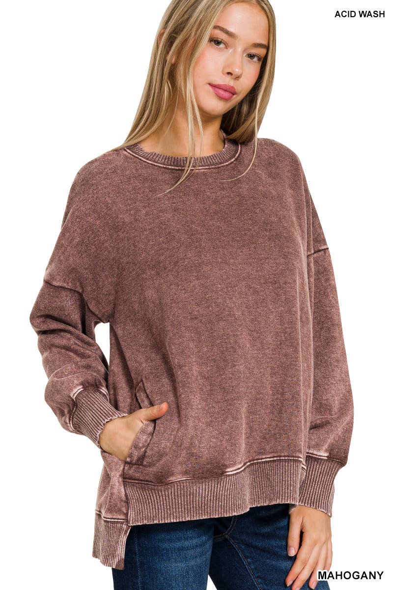 42POPS - Wholesale Sweatshirt - Women's - ',,, Fleece Hi Low Hem Pullover With Pockets4