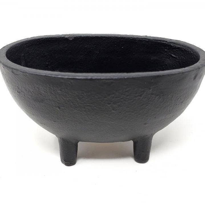 GREENROOTS USA LLC - Wholesale Incense Holder - Oval Cast Iron Cauldron 5 1/2"L x 3 1/4"H0