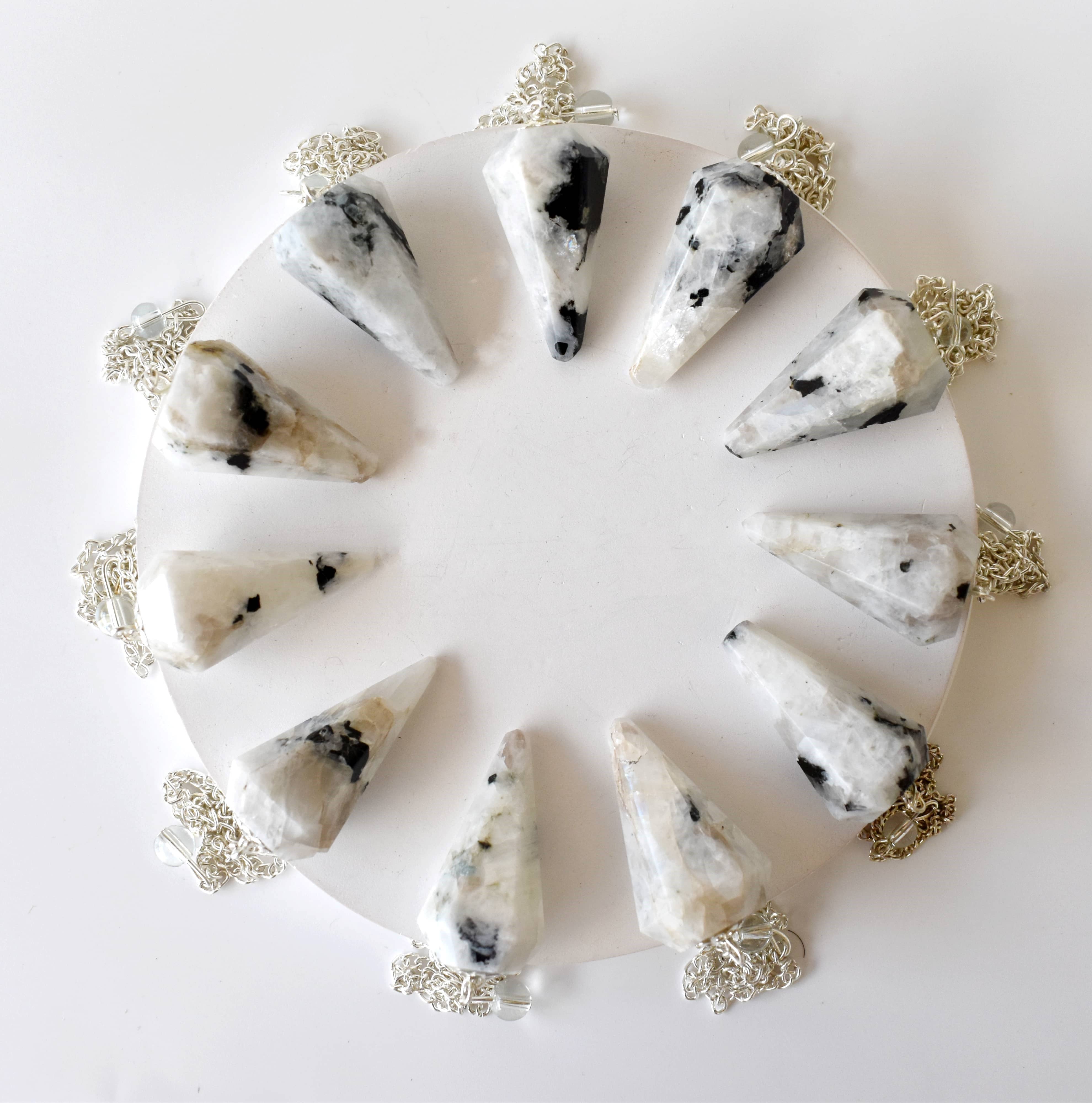 Soothing Crystals - Wholesale Spiritual Stone/Crystal - Dowsing Pendulum |Rainbow Moonstone Faceted Crystal Pendulum7