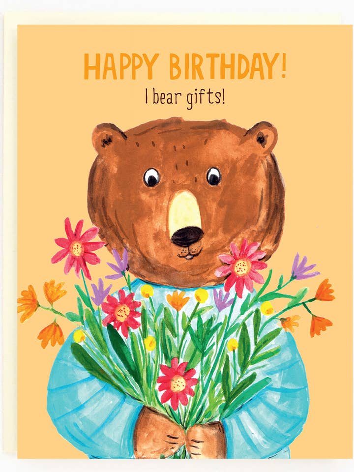 Birthday Bear Flowers Card for wholesale by The Paperhood