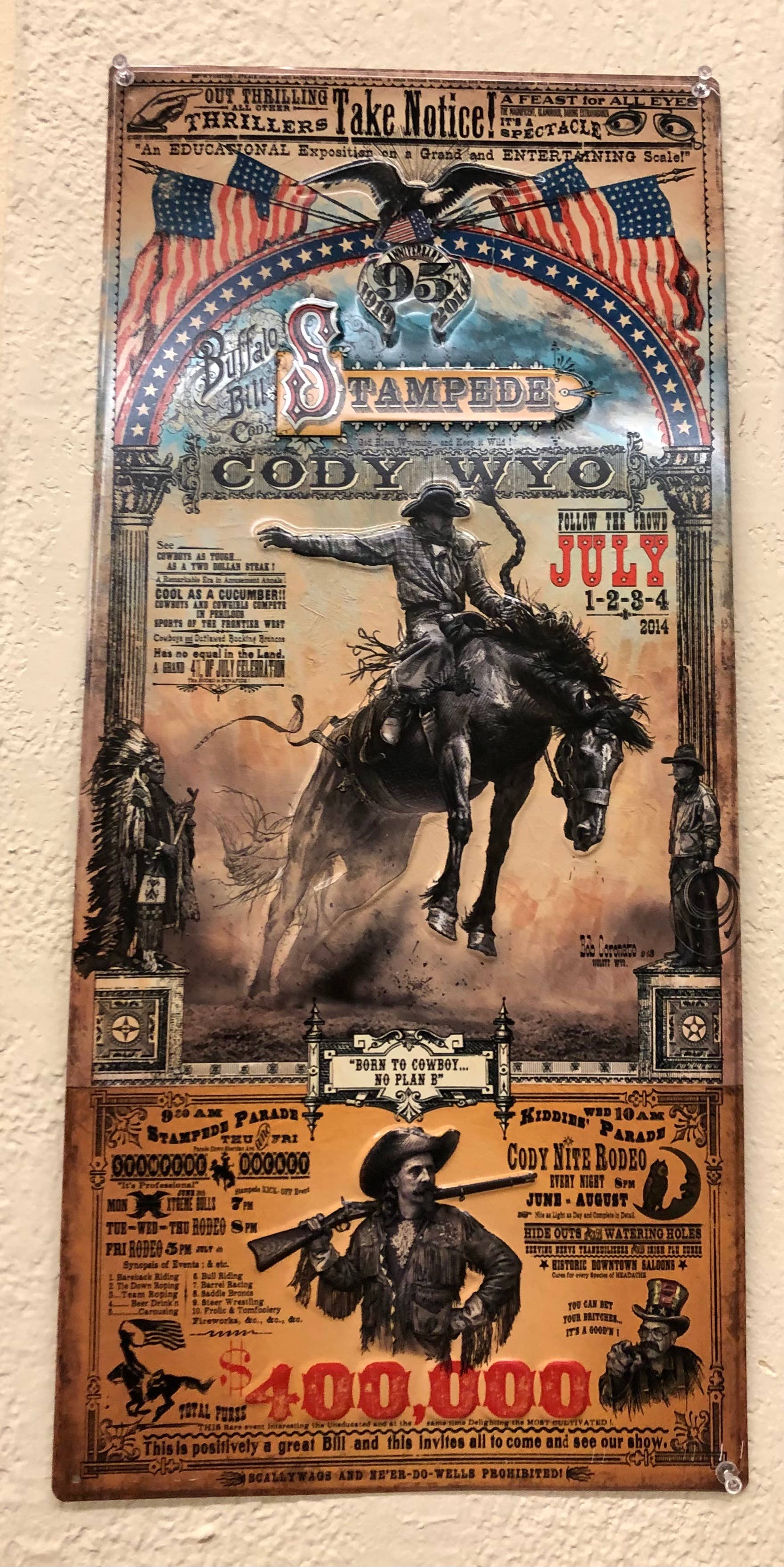 Black Hills Curio Co.-Bob Coronato Licensed Home Décor - Vente Poster - Affiches de rodéo Bob Coronato encadrées en bois (3) - (Panneau en métal)7