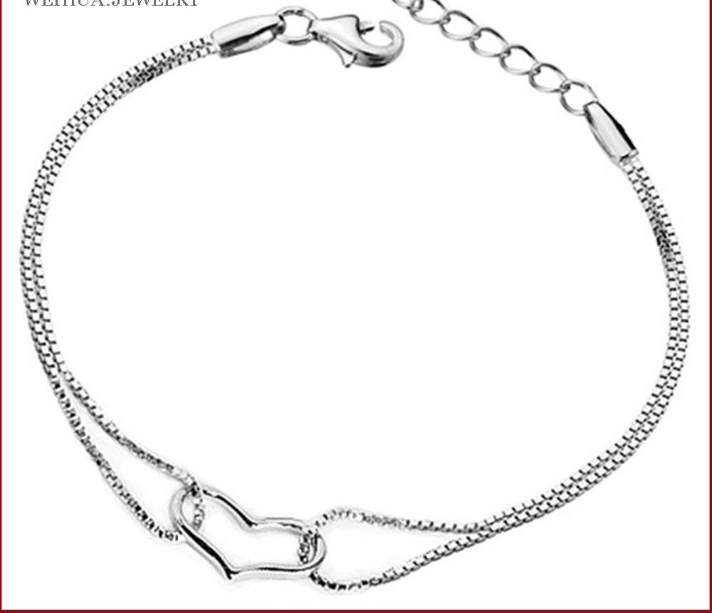 Gemscape UK - Vente Bracelets maillon et chaîne - Bracelet en argent en forme de cœur - Crochet ajustable, accessoire6