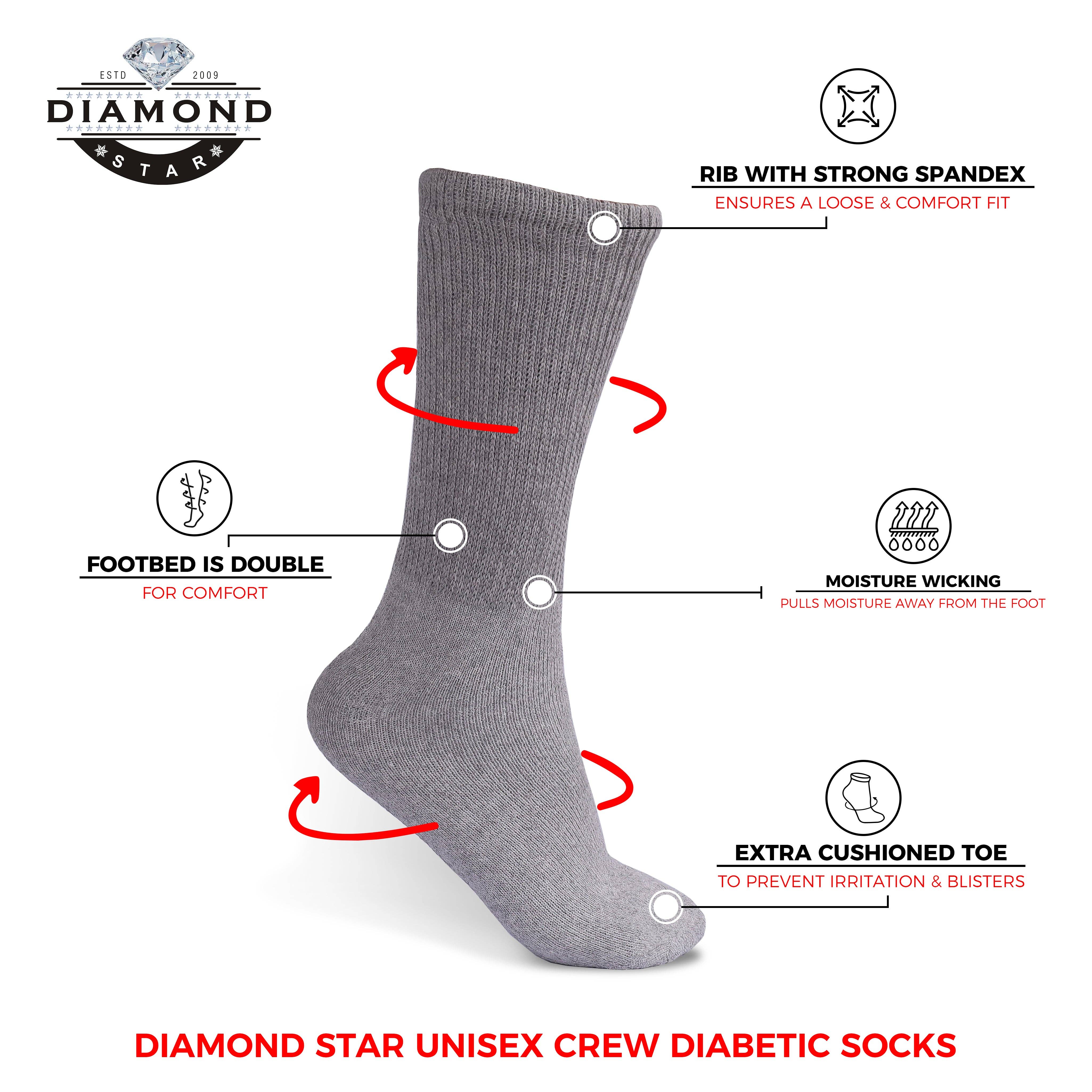 VINCO GROUP – Großhandel Socken - Unisex – Diabetiker-Crew-Socken Komfort Arztzugelassen Nicht bindend Zirkulierende Baumwollpolsterung Für Herren Damen.9
