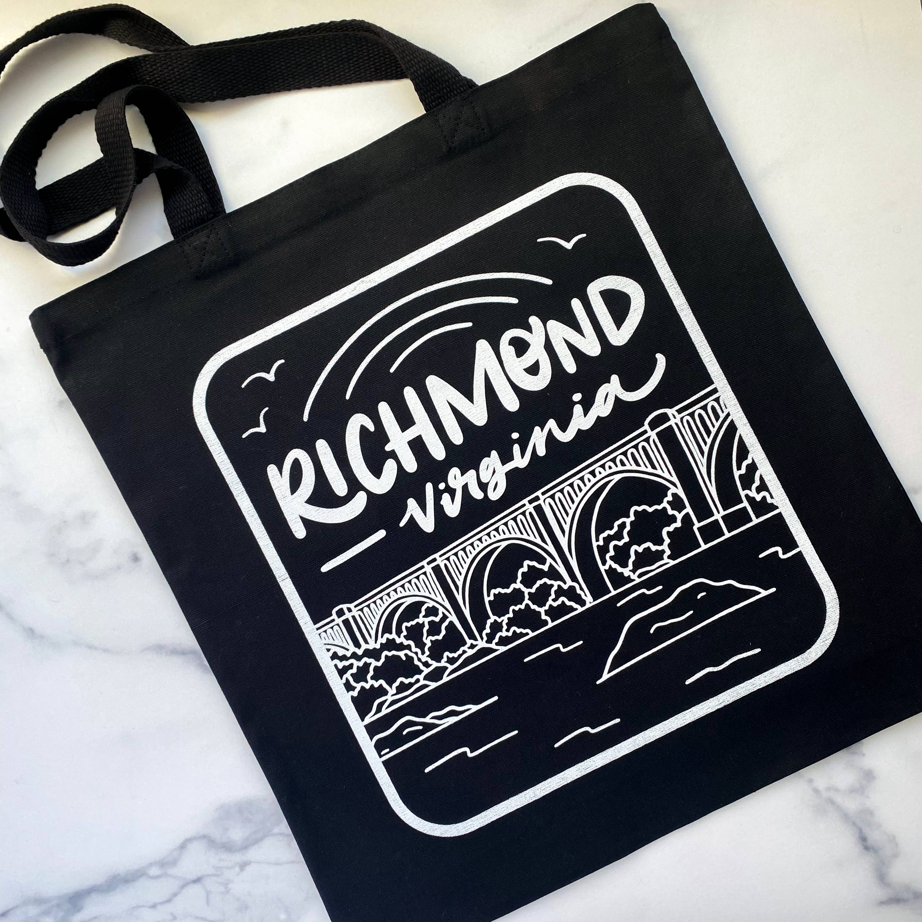 Billie Claire Illustration (Handmade) - Wholesale Tote Bag - Unisex - Tote Bag - Richmond, Virginia CSX A-Line Bridge (Black)6