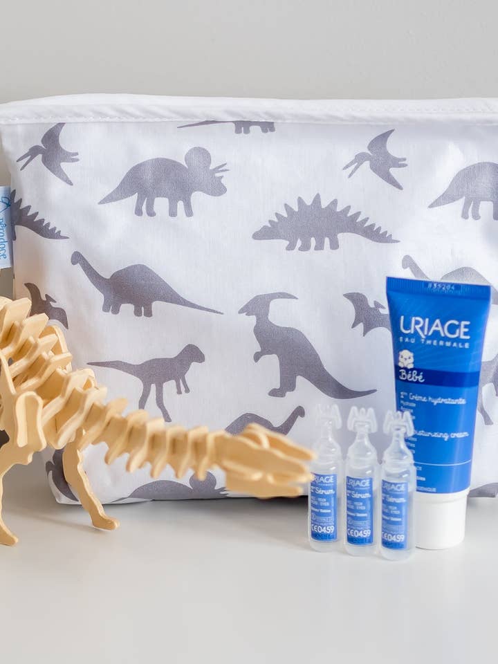 Pochette avec fermeture/dinosaure gris pour la vente par Pêra Doce