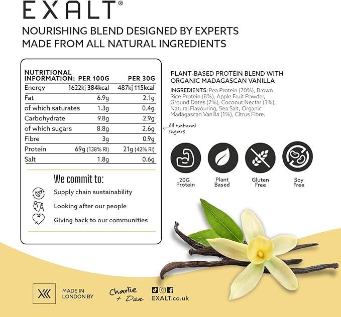 EXALT – wholesale Protein/superfood powder – Vegan Protein Powder | Organic Madagascan Vanilla1