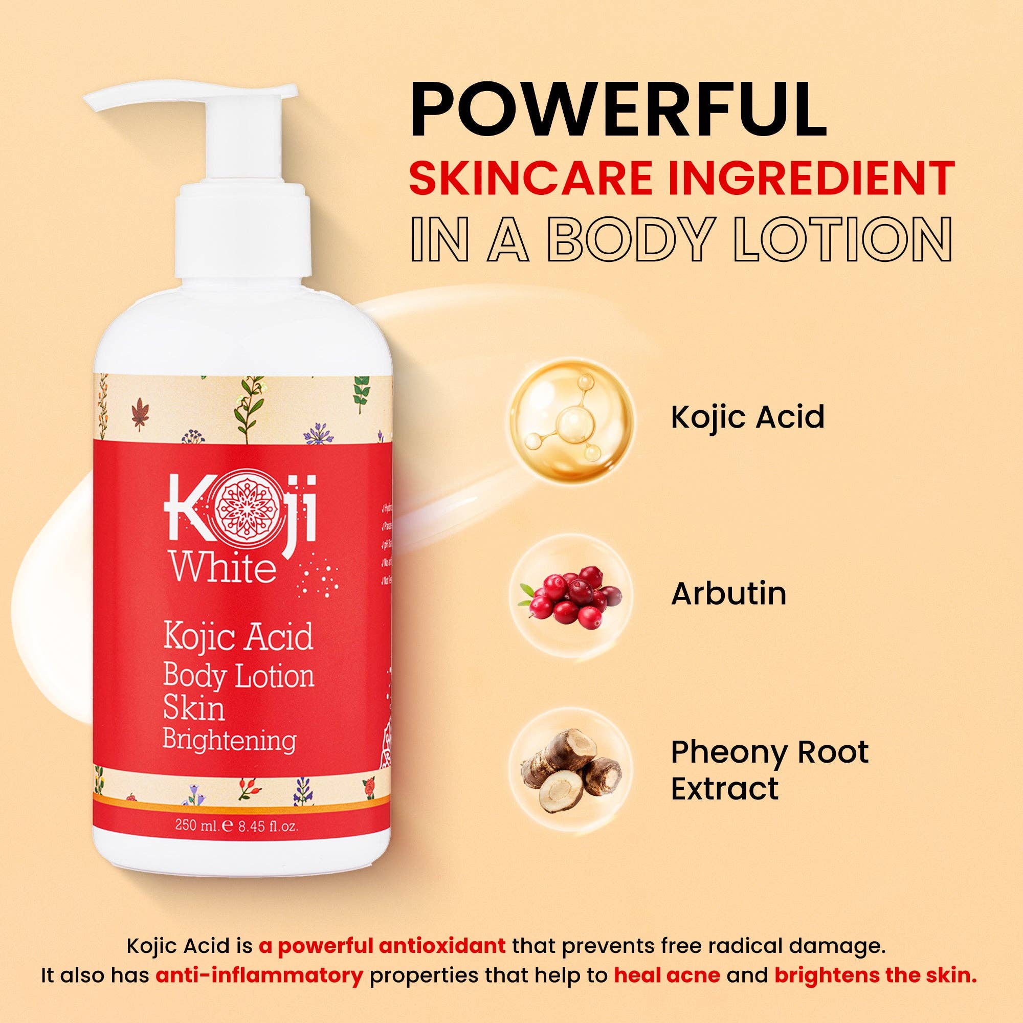 Koji White - Wholesale Body Cream/Lotion - Kojic Acid Skin Brightening Body Lotion (1 Bottle)1