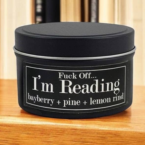Fly Paper Products – wholesale Travel candles – F... Off I'm Reading 4oz Candle Bayberry + Pine1