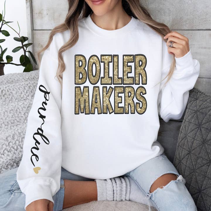 Farm Life Crafting - Wholesale Graphic Sweatshirt - Women's - Purdue Crewneck embroidery/sequins1