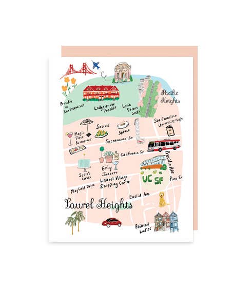Laurel Heights San Francisco City Map Card FNC211 for wholesale by Little Love Press