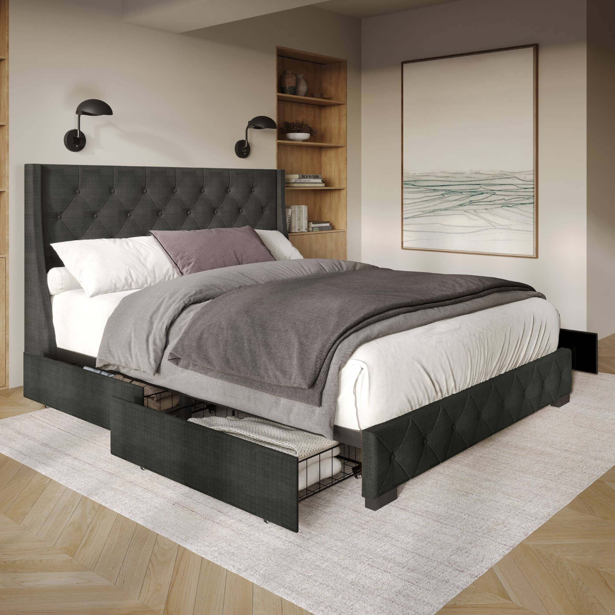 Home Design - Wholesale Bed - Olympia Tufted Upholstered Storage Platform Bed1
