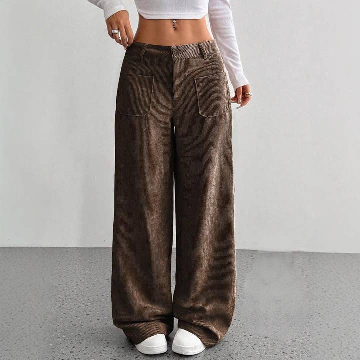 Masyal - Wholesale Pants - Women's - Women's Casual Solid Color Wide-Leg Floor-Length Pants11
