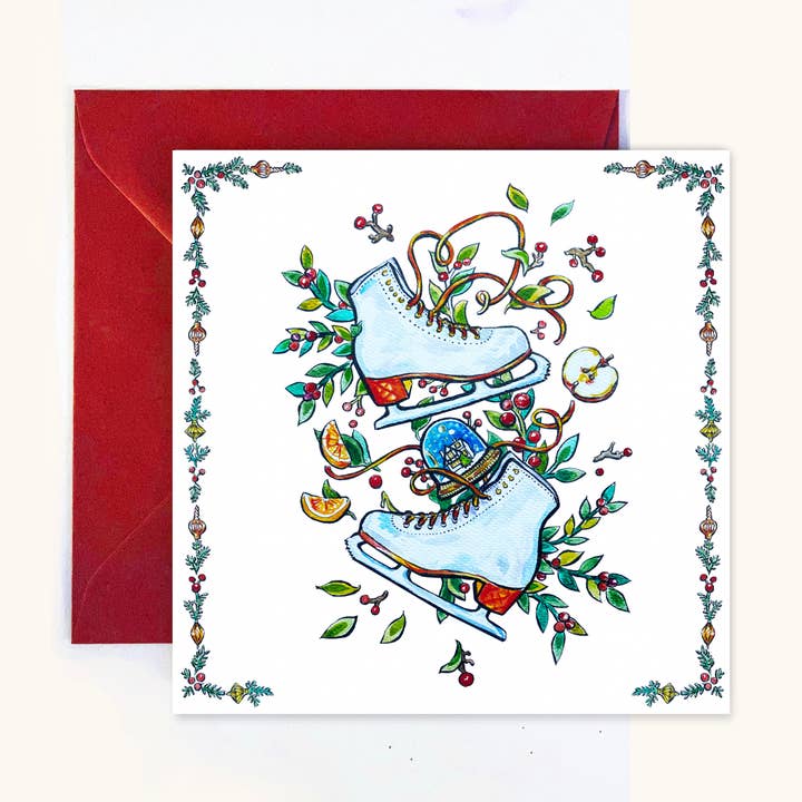 Christmas Ice-Skates Card for wholesale by Wind On Paper