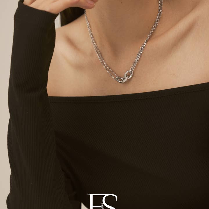 Furano Studio - Wholesale Link & Chain Necklace - Silver Double Layer Snake Chain Necklace5