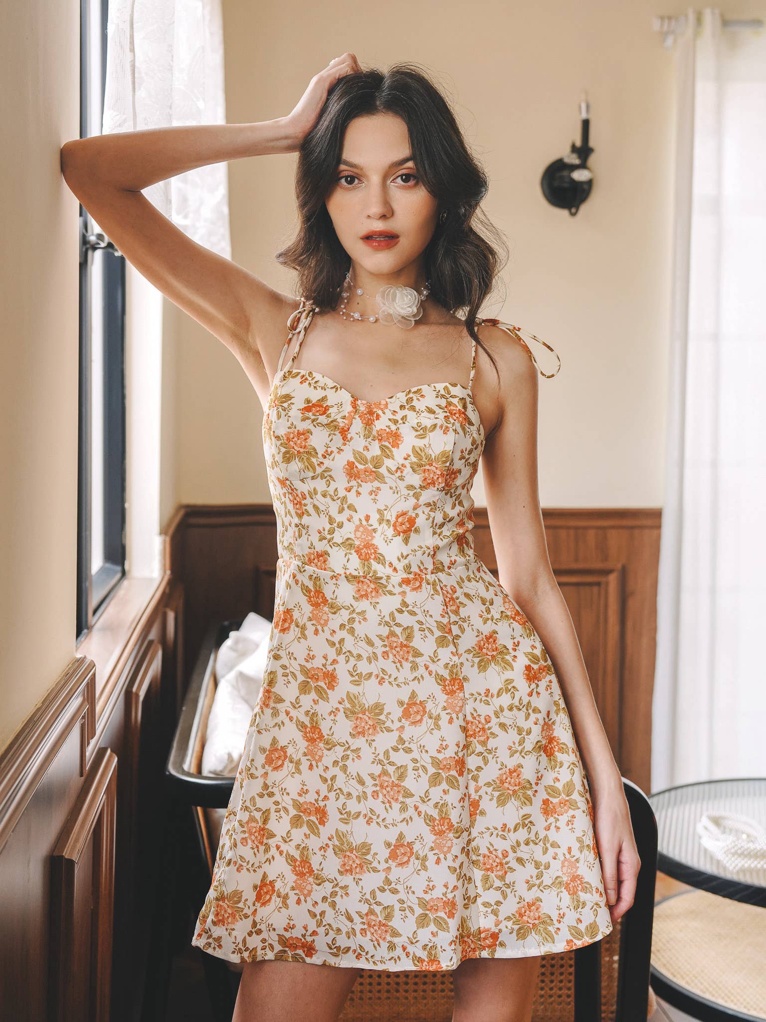 ROSIE POSIE – wholesale Klänning - Dam – RP2272 - Mjuk Orange Blommig Sommarklänning0