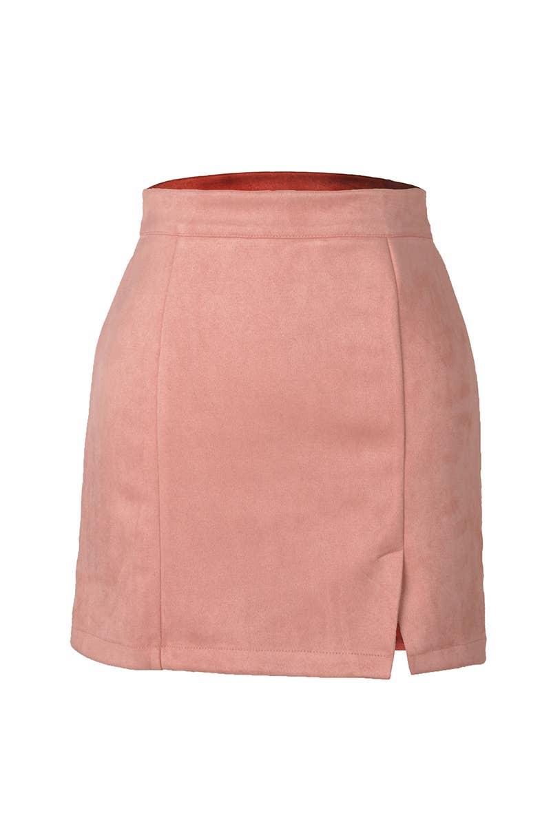 Lily Clothing - Wholesale Skirt - Women's - Suede wrap hip high waist zipper A-line solid color skirt5