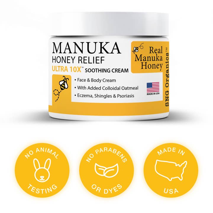 Super Natural Goods - Vente Crème/lotion pour le corps - Crème hydratante au miel de Manuka pour l'eczéma, l'acné et plus encore 16 oz