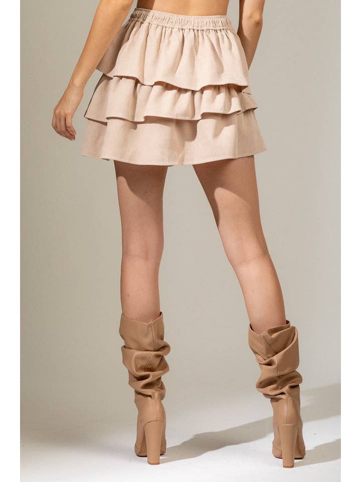 VERY J - Wholesale Skirt - Women's - NS50014-Ruffled Corduroy Solid Mini Skirt11