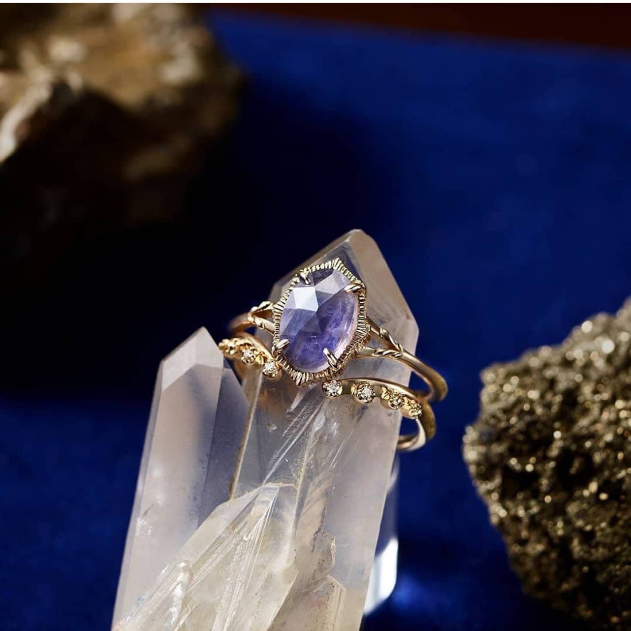 Gioiellin - S925 Silver Jewelry - Vente Bague de cocktail/de cérémonie - Bague en argent sterling S925 avec labradorite iolite naturelle