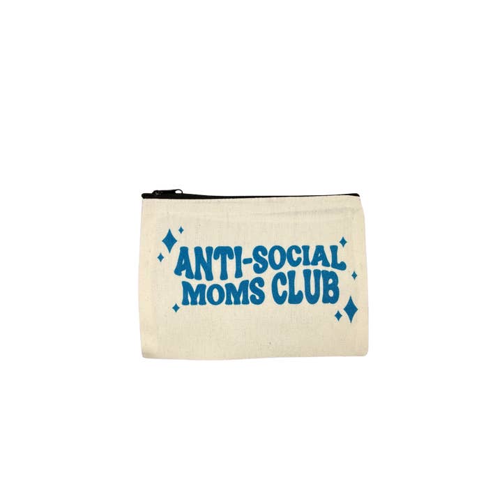 Borsa Mini in Tela Anti Social Moms Club – 8x6 Pollici| | Pochette Divertente per Mamme per la vendita all'ingrosso da parte di Dirt Poor Designs