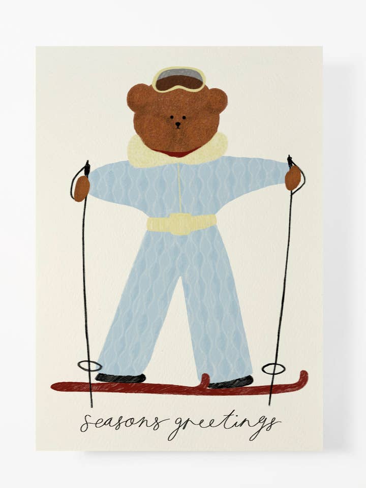 Ski Bear Greeting Card for wholesale by The Bear Days