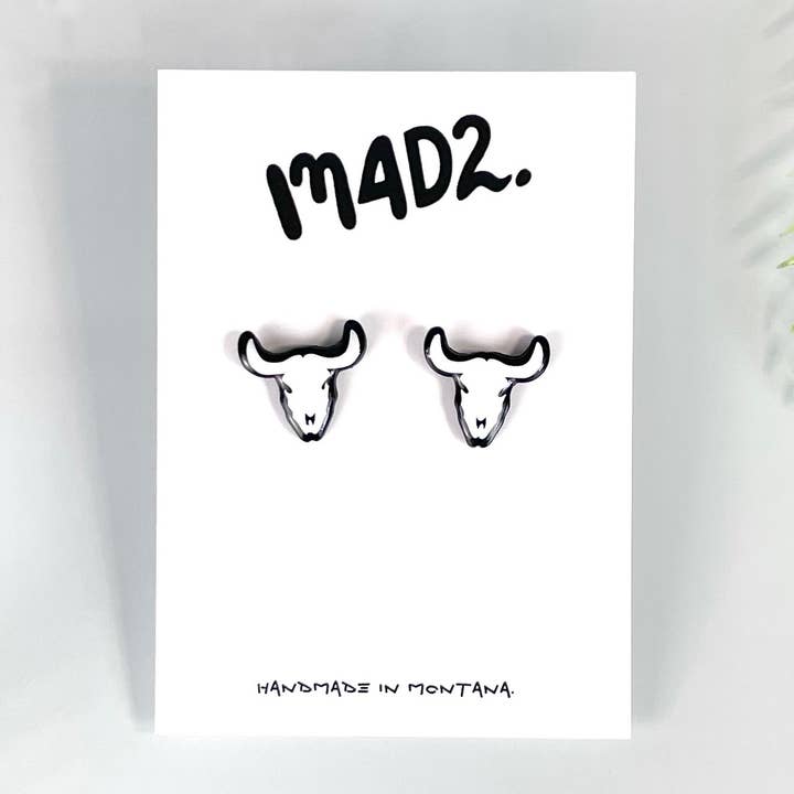 Western Cow Skull Earring Studs for wholesale by 134D2.