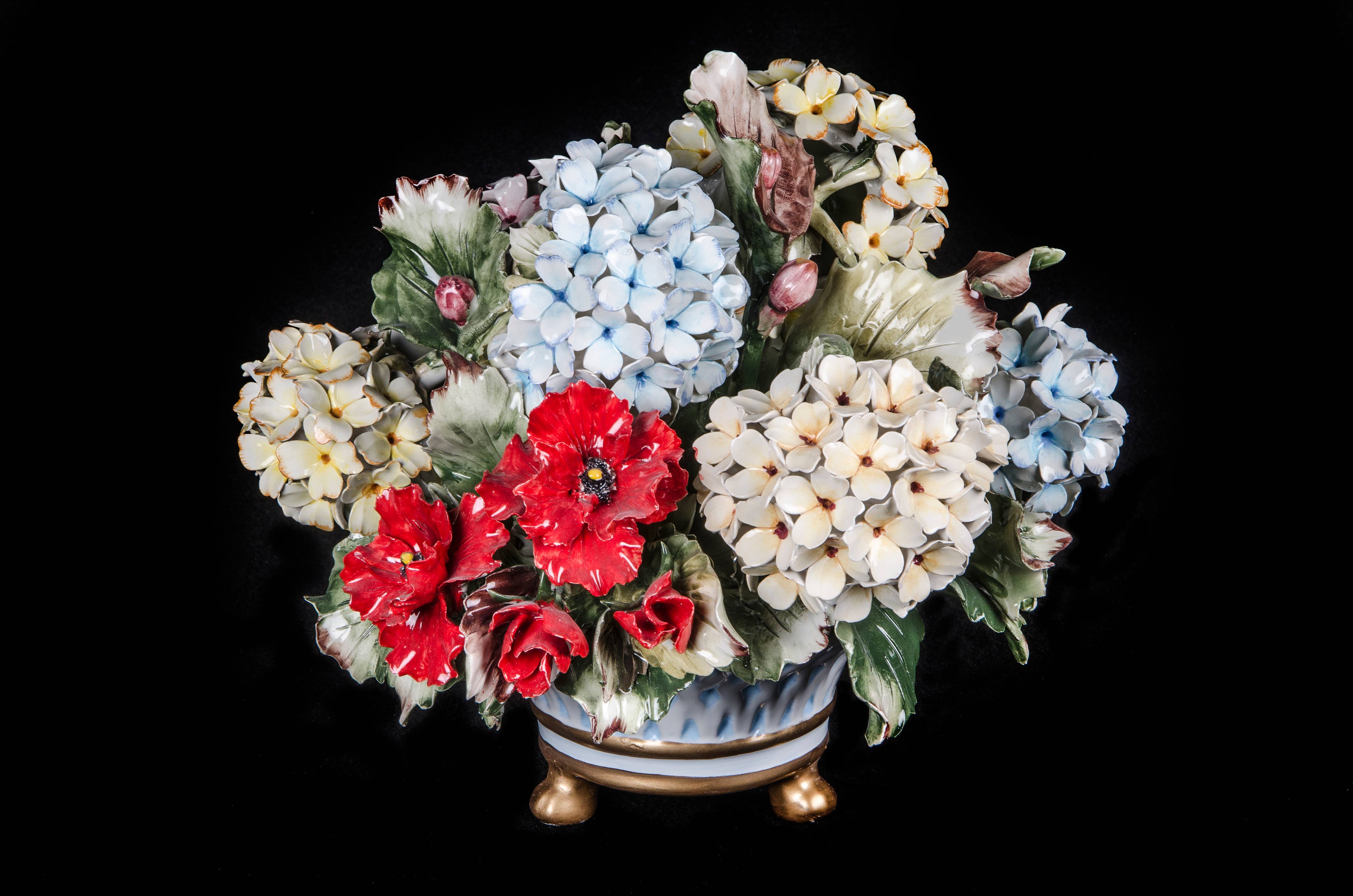 I Borbone Arte di Capodimonte srl - Vendita all'ingrosso Fiori finti - COPPA GRANDE CON FIORI0