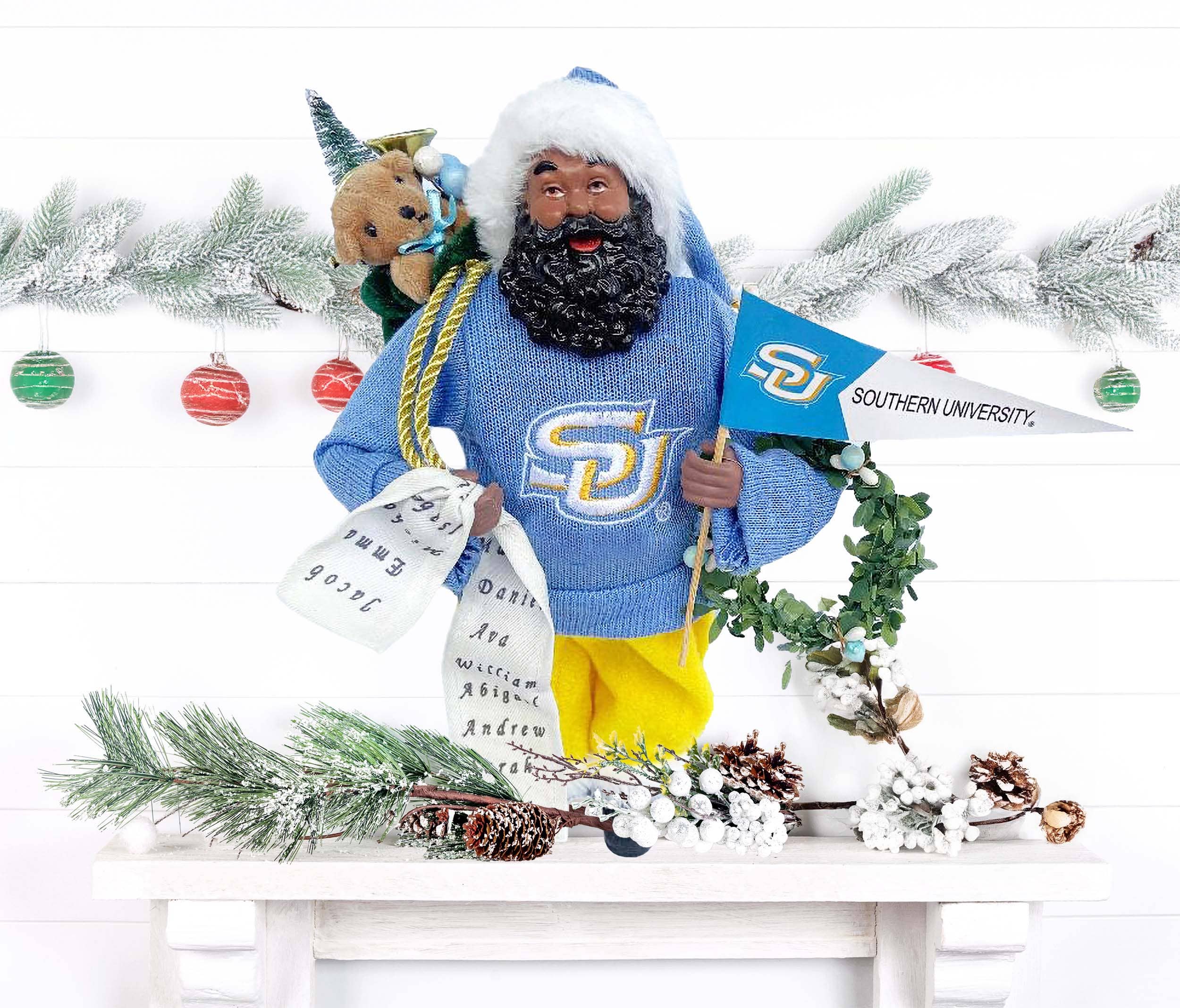 Santa’s Workshop Inc. - Wholesale Christmas Decoration - 12" Southern University Proud Santa1