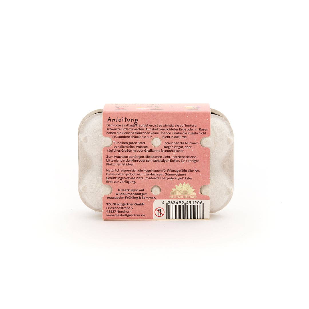 TDJ Stadtgärtner GmbH - Venta al por mayor Semillas de plantas - 6 canicas de flores coloridas en cartón de huevos "Muchas gracias"2