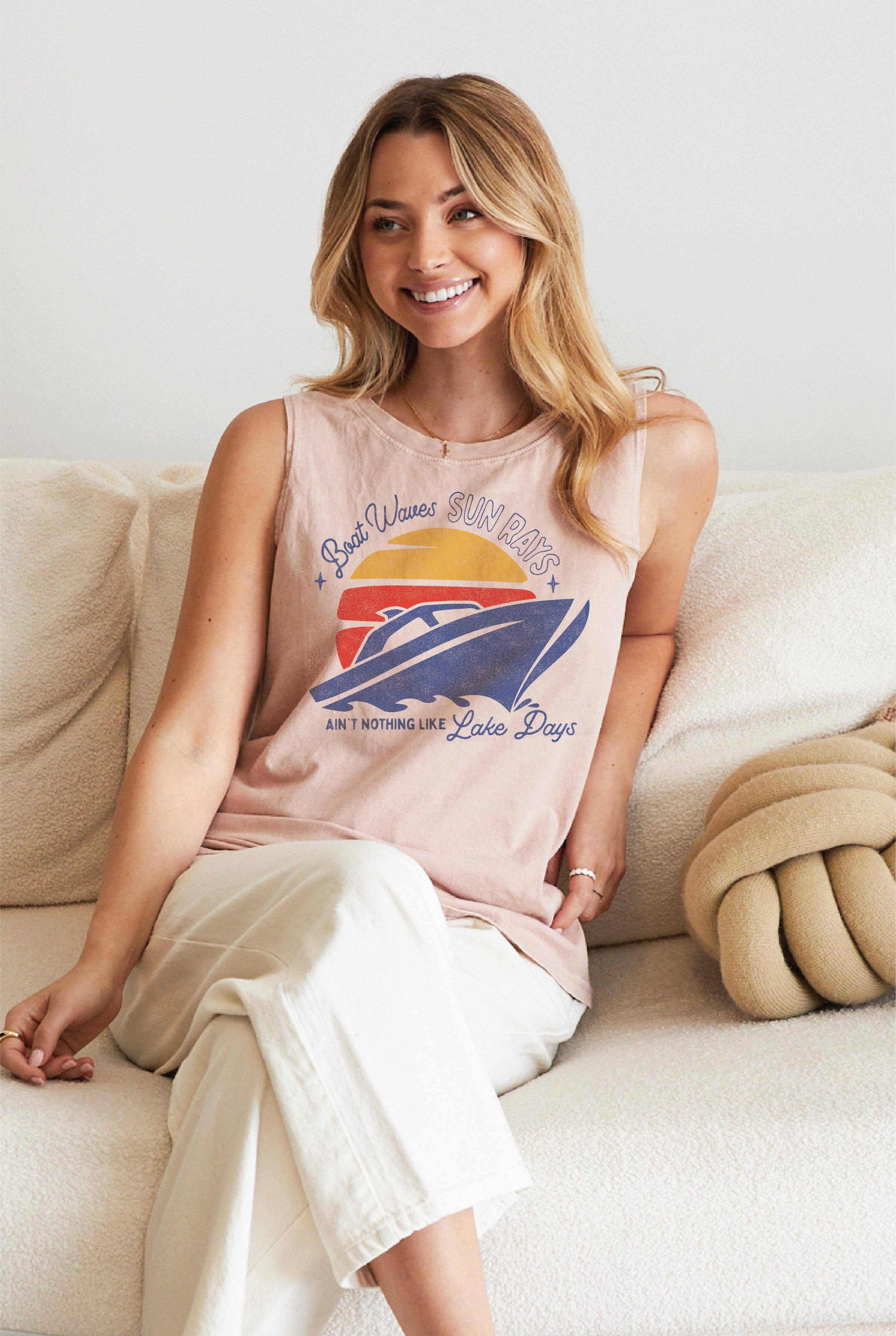 OAT COLLECTIVE - Wholesale Tank Top - Women's - BOAT WAVES AND SUN RAYS  Mineral Graphic Tank Top3