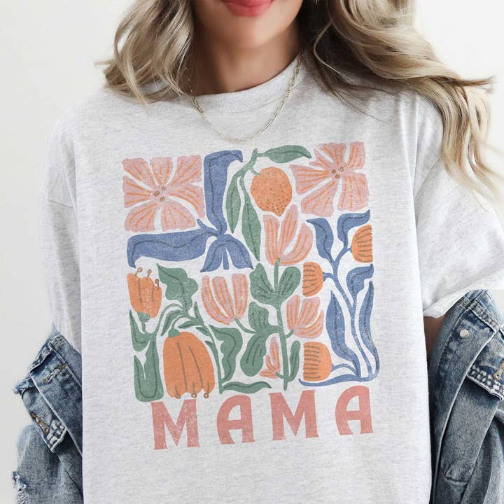 Boho Floral Mama Oversized Graphic Tee for wholesale by A. BLUSH CO