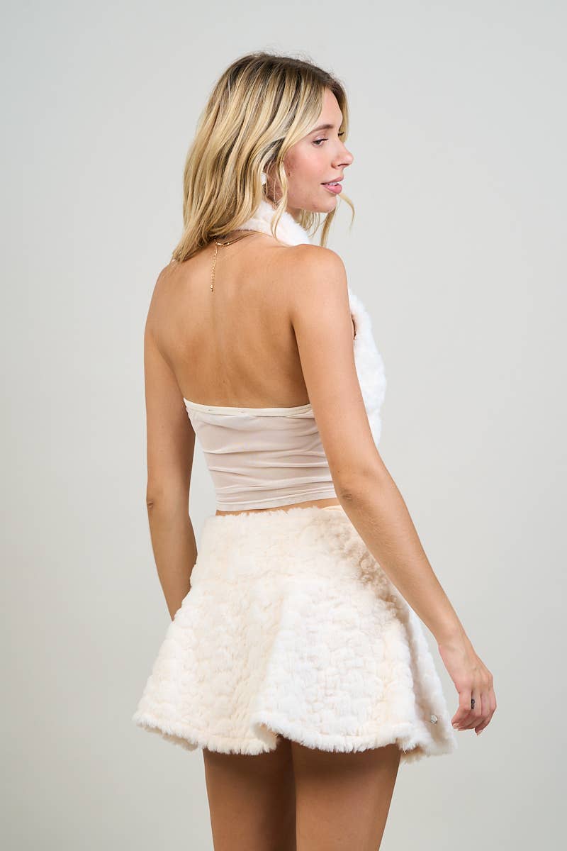 Hesperus - Wholesale Top & Skirt Set - Women's - FAUX FUR HALTER NECK 2 PC SET11