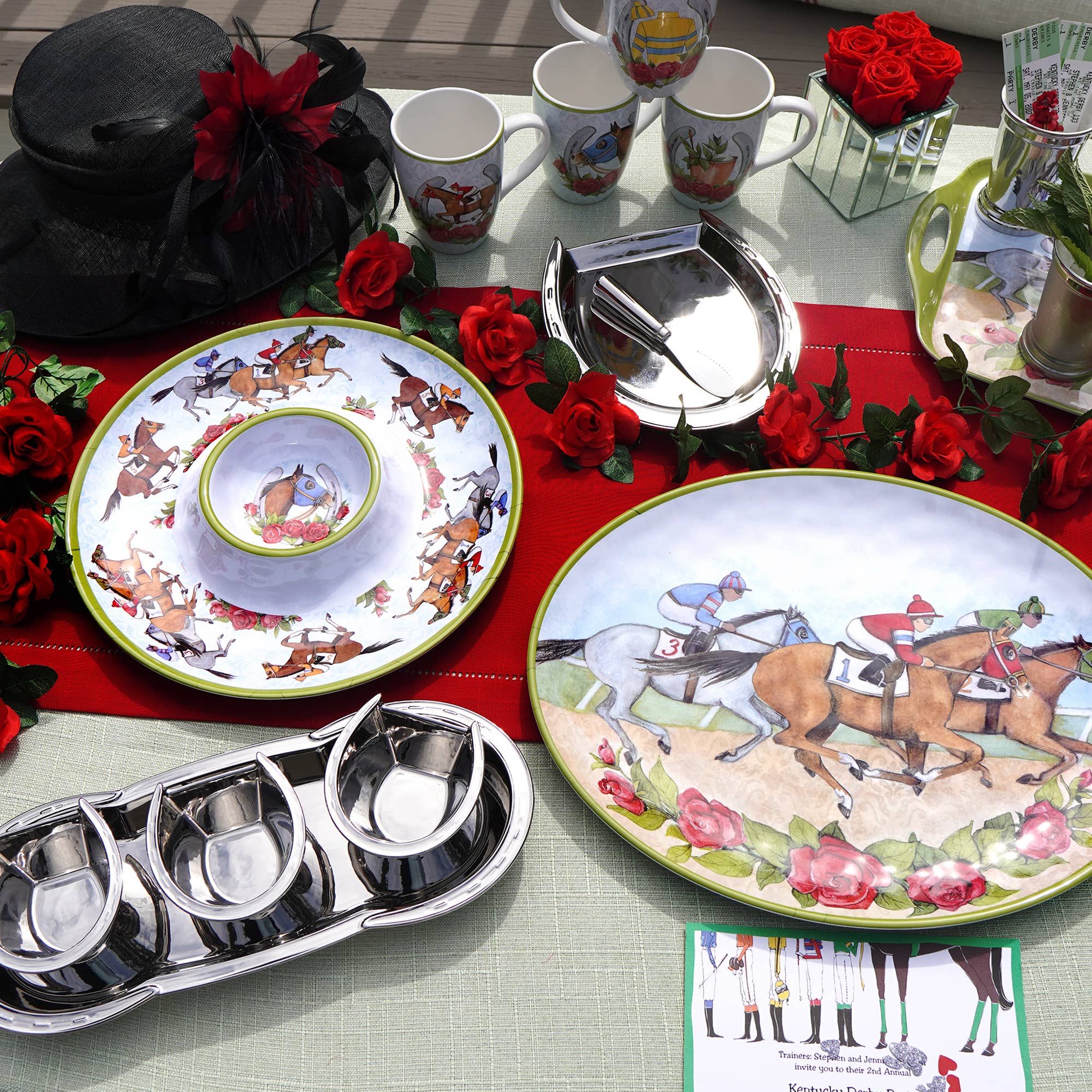 Certified International - Wholesale Condiment/Dip Bowl - Day at the Races Melamine Chip & Dip 14.56