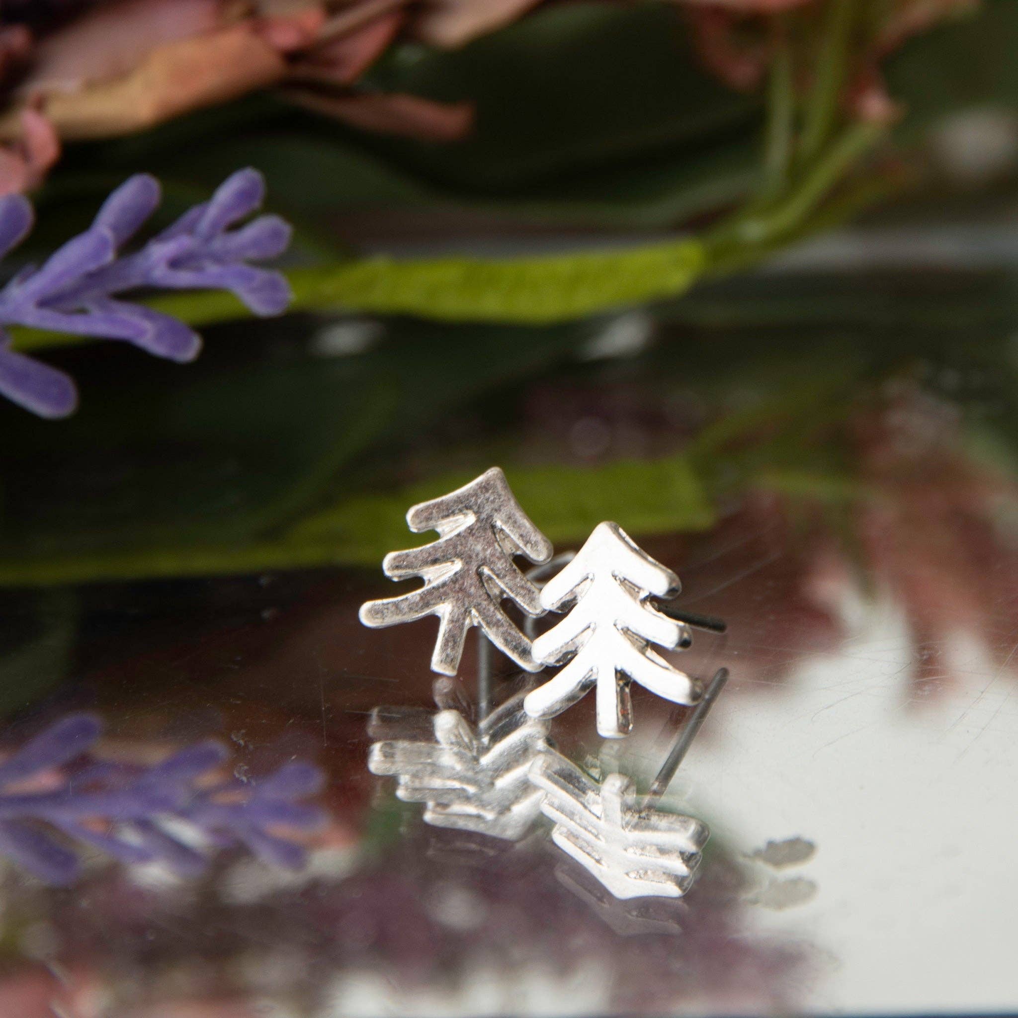 Elsie & Zoey - Vente Clous d'oreille - Boucles d'oreilles clous bourgeon en argent arbre2