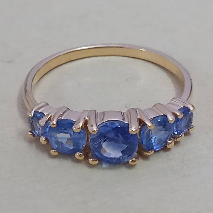 18k Verguld Kyaniet Halve Eeuwigheid Trouwring voor wholesale door Rishi Jewelry