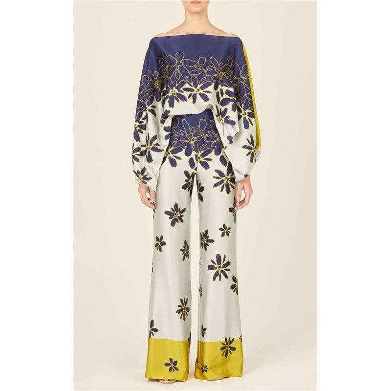 UZ Wholesale Store - Wholesale Top & Pant Set (NOT Loungewear) - Women's - Printing Boat Neck Balloon Sleeve Top And Wide Leg Pants Two Pieces Suits5