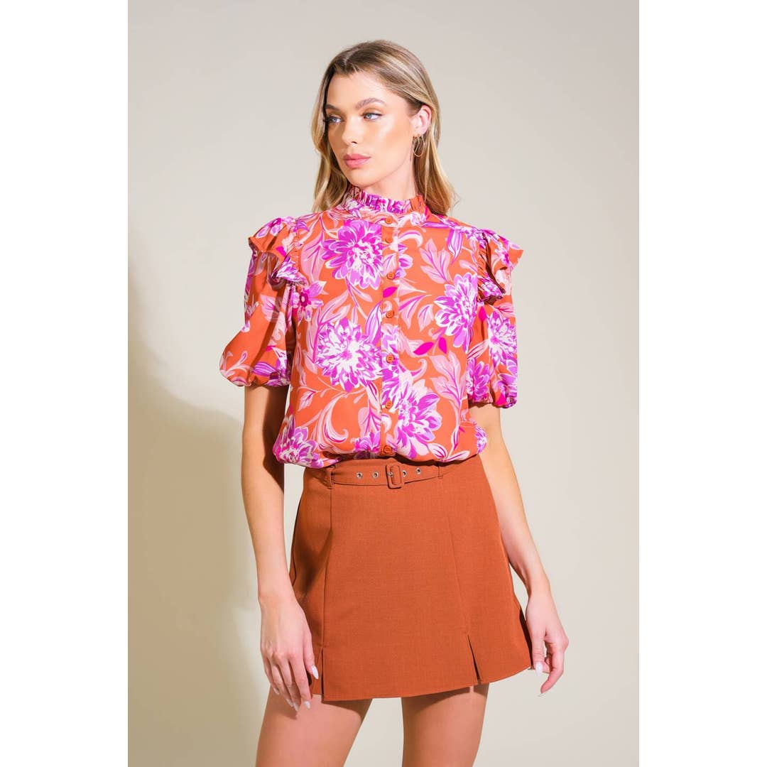 A printed woven top - IT13235 for wholesale by FLYING TOMATO