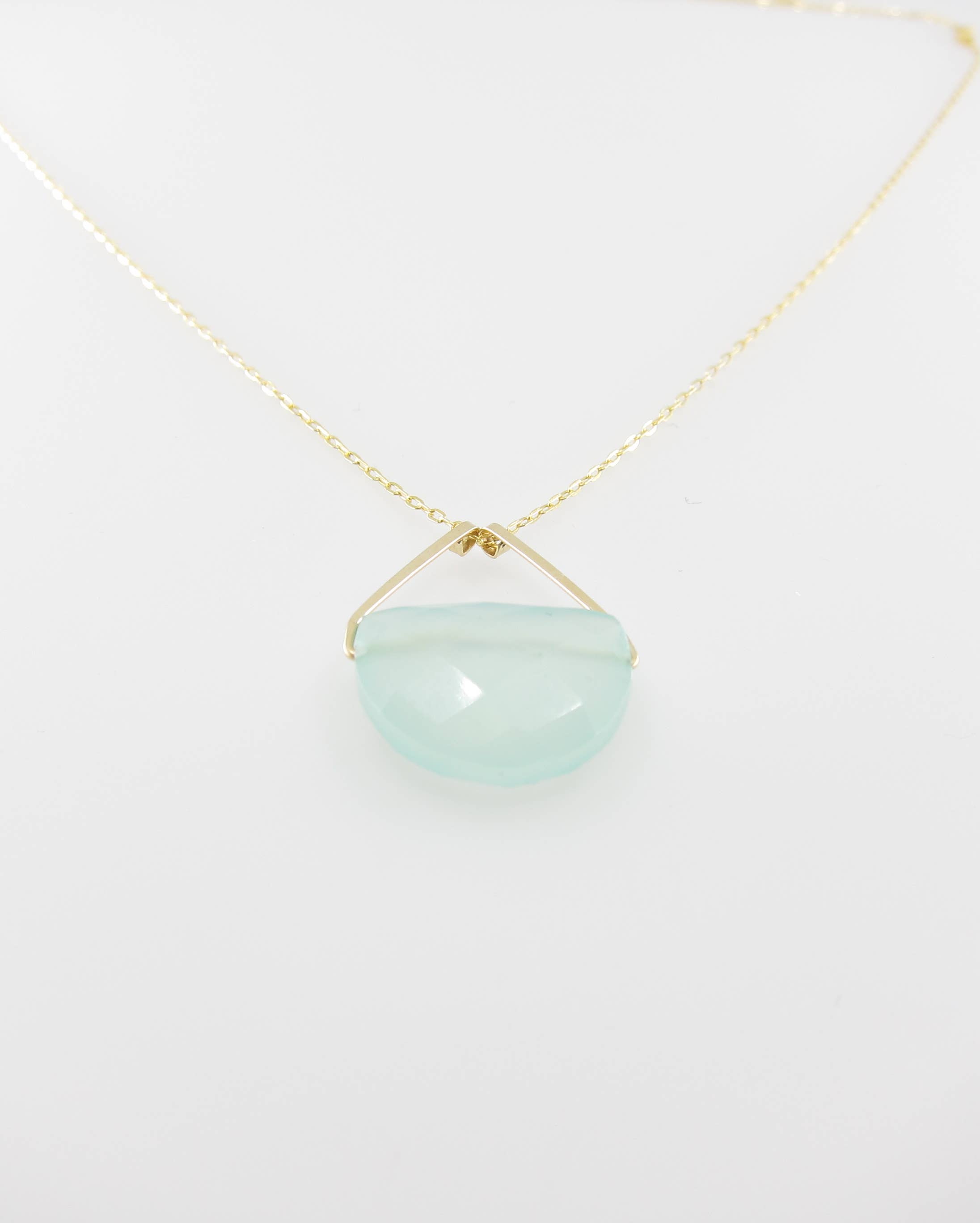 J. Mills Studio – wholesale Pendant/charm necklace – Triangle Bail Necklace, Half-Moon Cut Gemstone - 8 Variants1