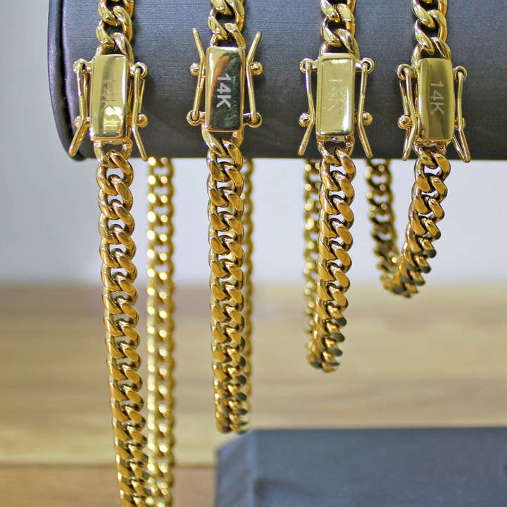 DIJU Jewelry - Wholesale Link & chain bracelet - 14k Gold Filled Miami Cuban Link Bracelets or Anklet 6mm Thickness, Curb Link, For Wholesale and Jewelry Supplies