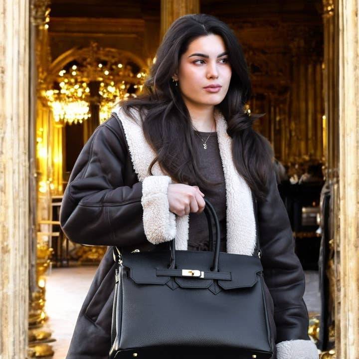 Voemièn - Wholesale Top Handle Bag - Women's - Elizabeth Bag in Black Togo Leather7