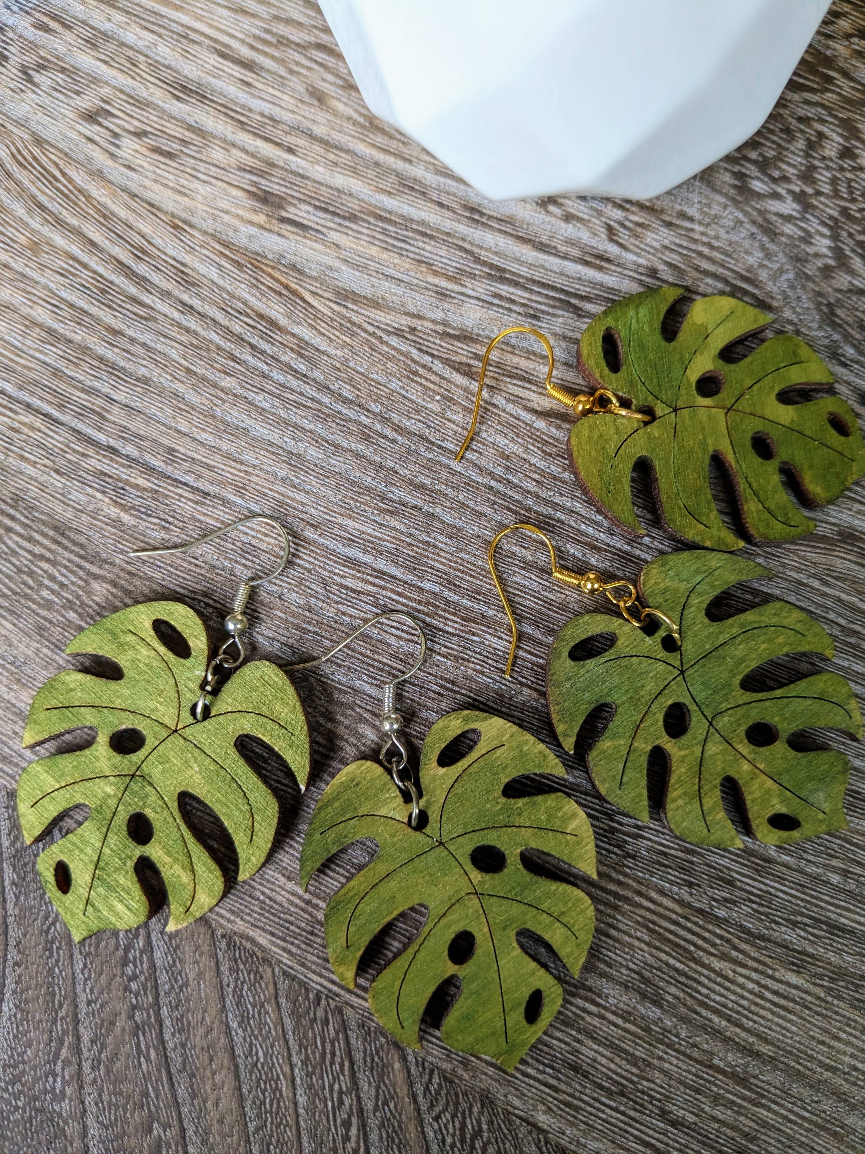 Stag and Branch - Wholesale Dangle Earrings - Monstera Wood Earrings | Monstera Deliciosa Dangle Earrings6