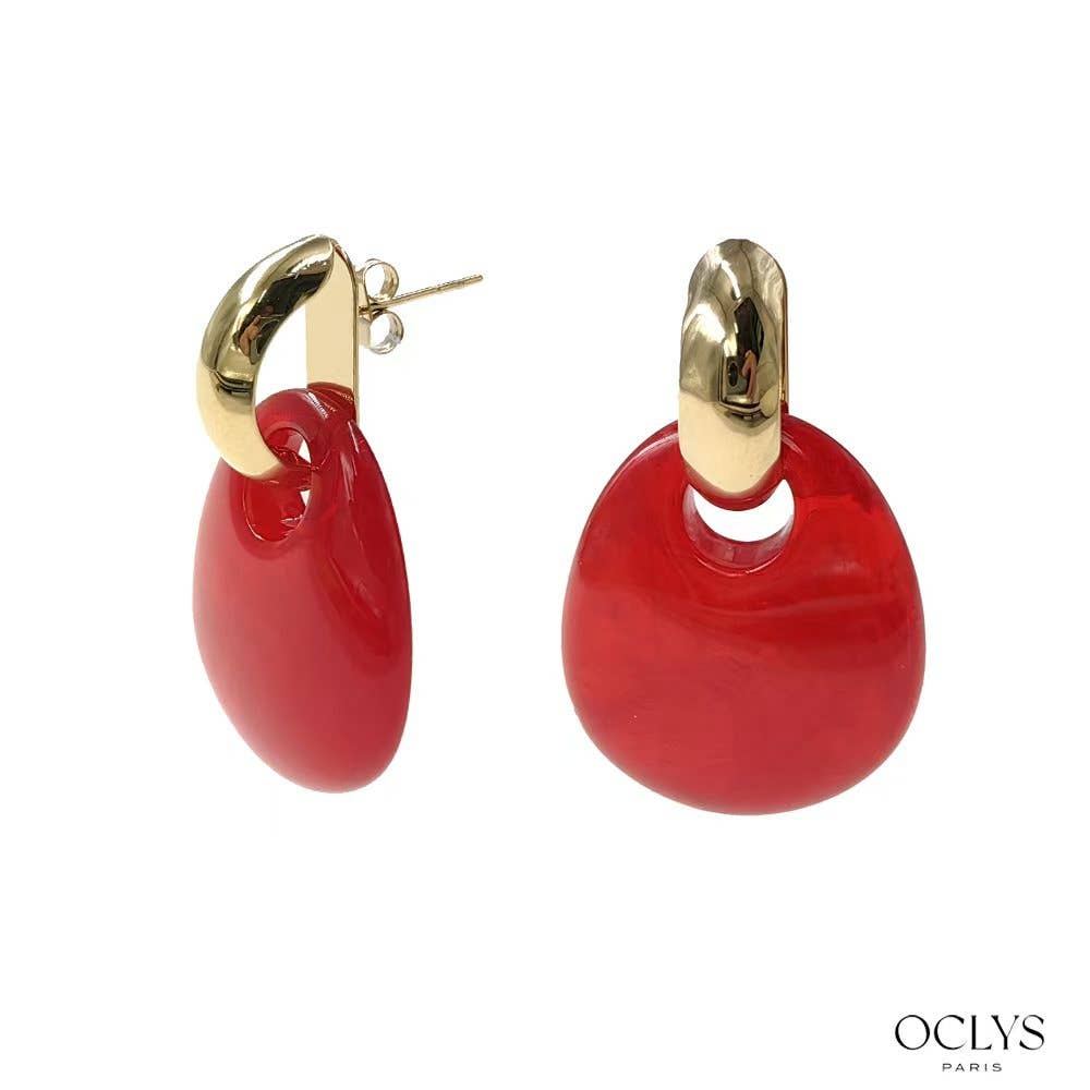 Oclys - Wholesale Dangle Earrings - Resin earrings with gold stainless steel Paola3
