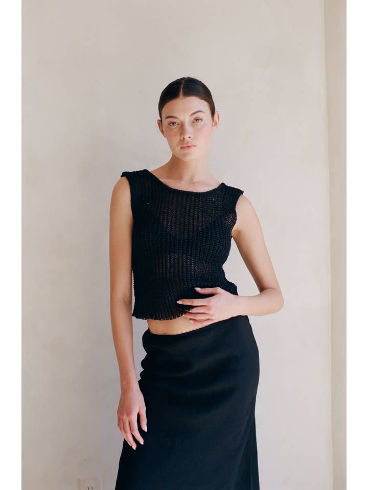 a.ren - Wholesale Knit Top - Women's - AW1063 | Knit Sweater Cotton Polyester See Through Tank Top