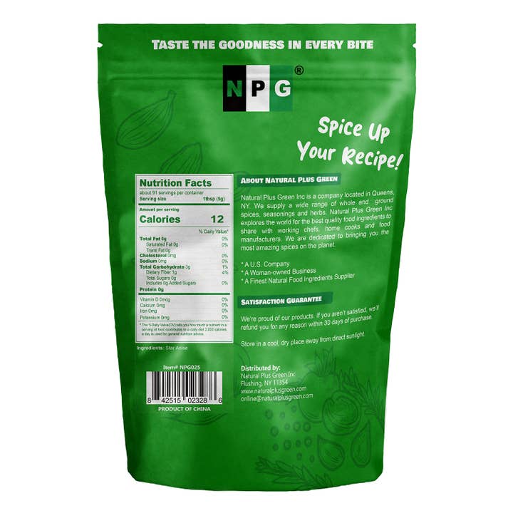 Natural Plus Green – Engroshandel Tørret krydderi – NPG hel kinesisk stjerneanis 16 Oz1