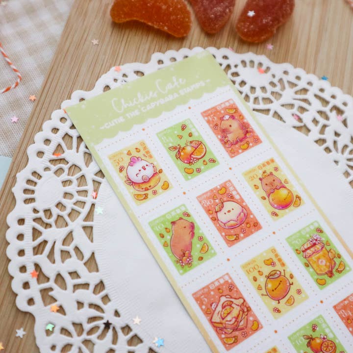 Chickie Cafe - Wholesale Sticker - Cutie the Capybara Stamp Sticker Sheet2