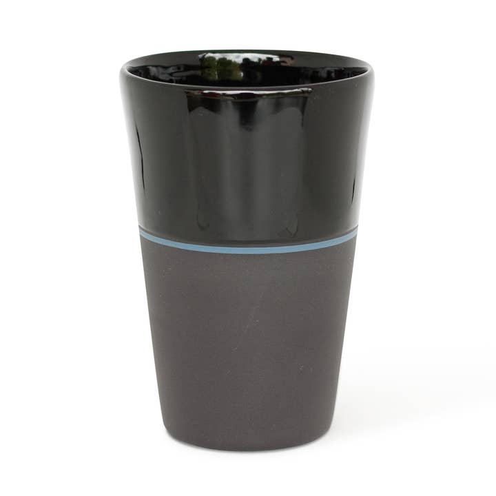 Ambit Tall Beaker - Black / French Blue Line for wholesale by Sue Ure Maison