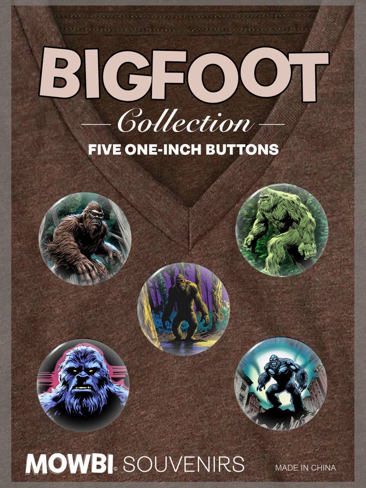 Bigfoot Sasquatch Button Collection #5 – Scary Set for wholesale by Mowbi Souvenir